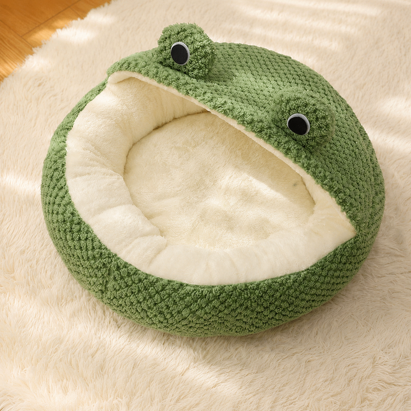 CozyFrog™ Pet Bed — Warm Plush Nest for Cats & Small Dogs