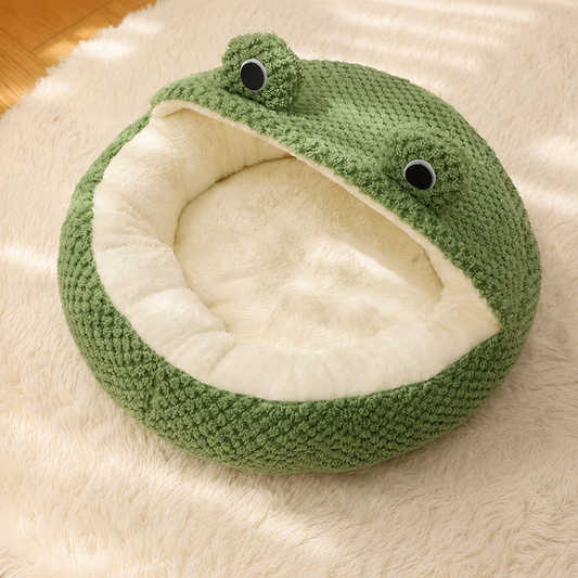 CozyFrog™ Pet Bed — Warm Plush Nest for Cats & Small Dogs